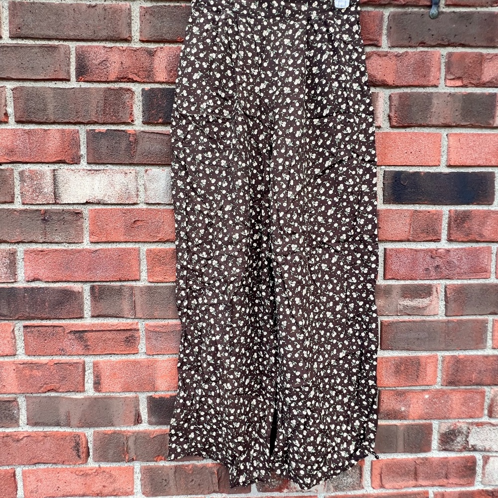 Brown and Cream Wide Leg with Flowing Silhouette